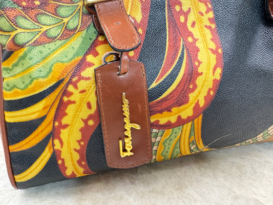 SALVATORE FERRAGAMO SERI TROPICAL PRINT BOSTON BAG
