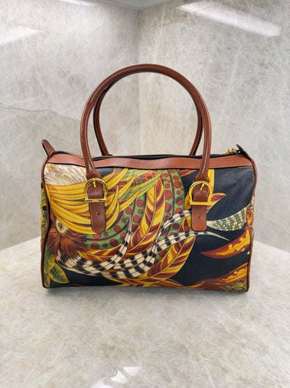 SALVATORE FERRAGAMO SERI TROPICAL PRINT BOSTON BAG