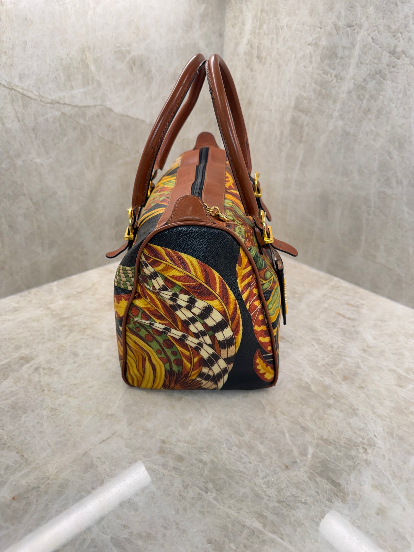 SALVATORE FERRAGAMO SERI TROPICAL PRINT BOSTON BAG