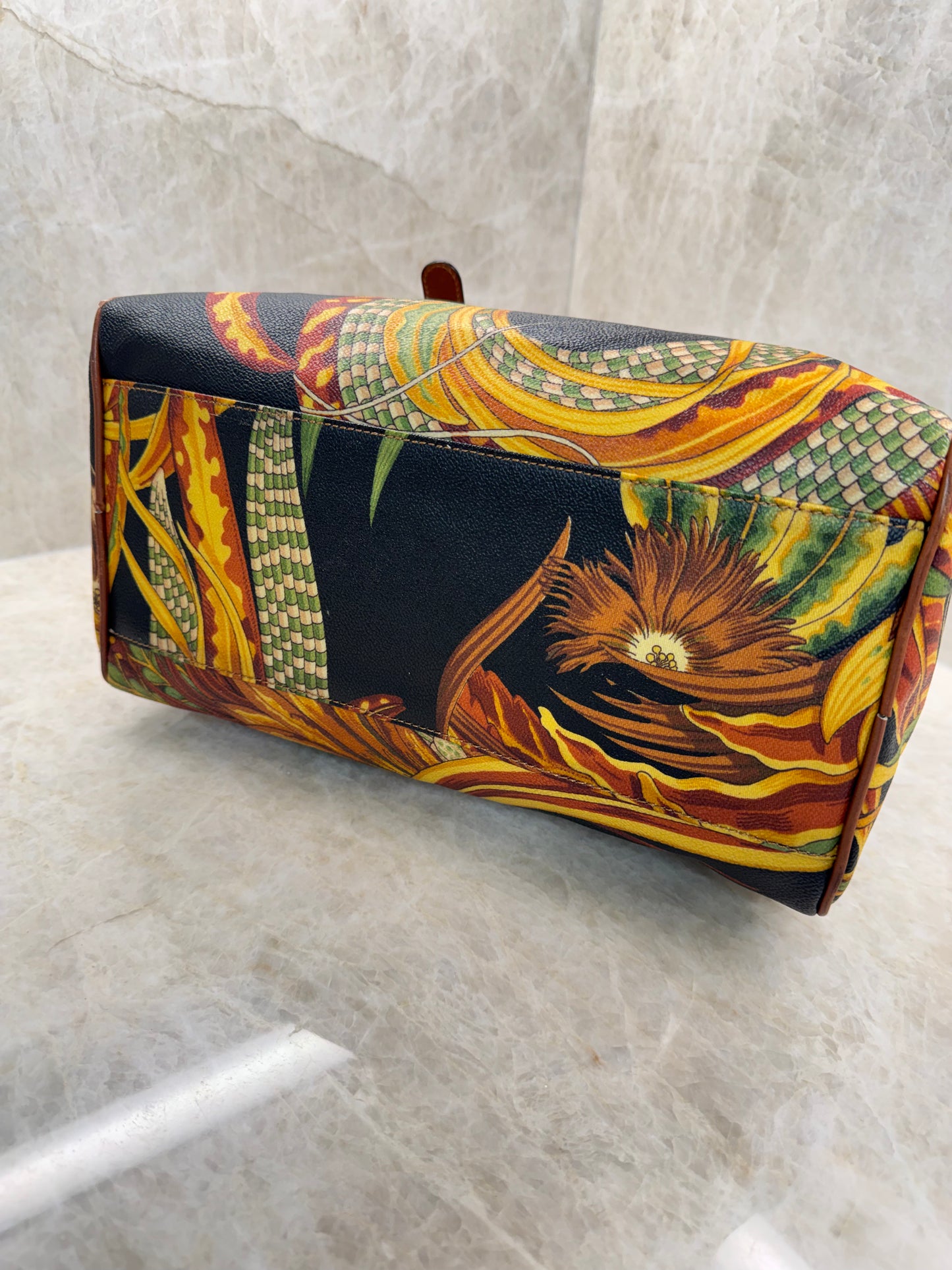 SALVATORE FERRAGAMO SERI TROPICAL PRINT BOSTON BAG