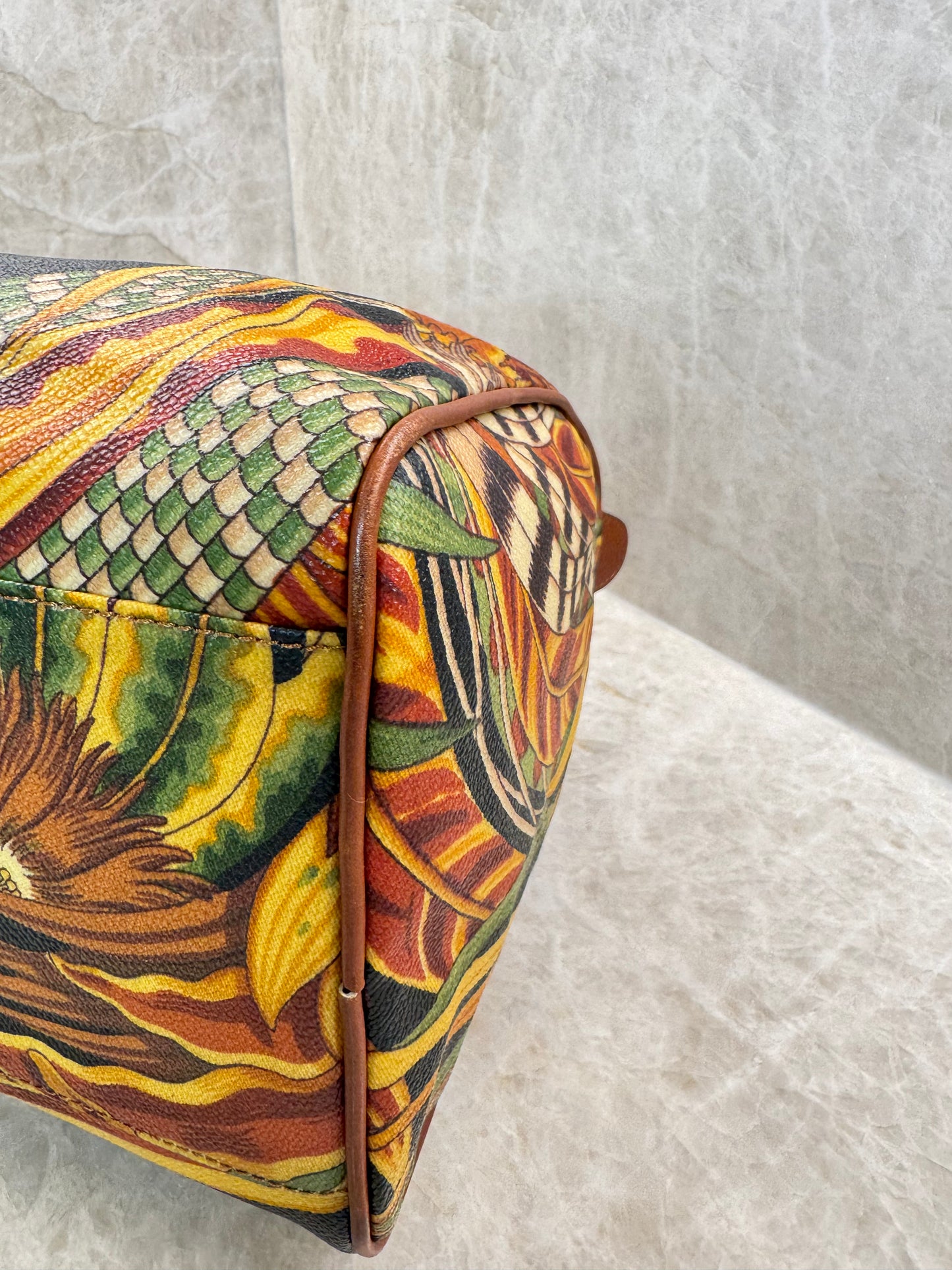 SALVATORE FERRAGAMO SERI TROPICAL PRINT BOSTON BAG