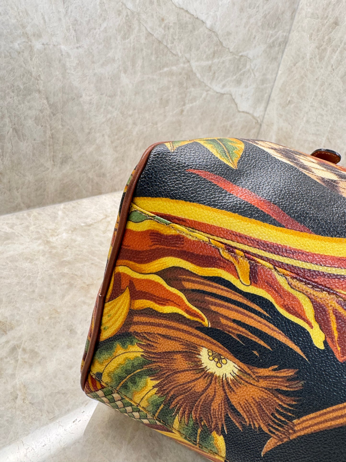 SALVATORE FERRAGAMO SERI TROPICAL PRINT BOSTON BAG