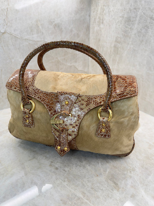 JUSTCAVALLI  PONY HAIR SATCHEL BAG