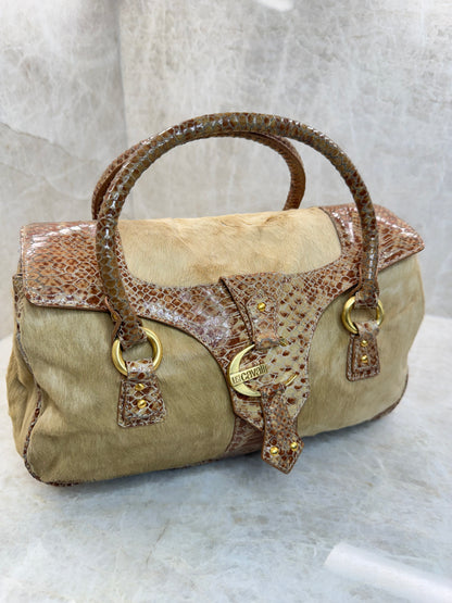 JUSTCAVALLI  PONY HAIR SATCHEL BAG