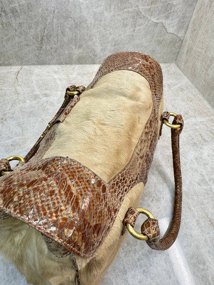 JUSTCAVALLI  PONY HAIR SATCHEL BAG