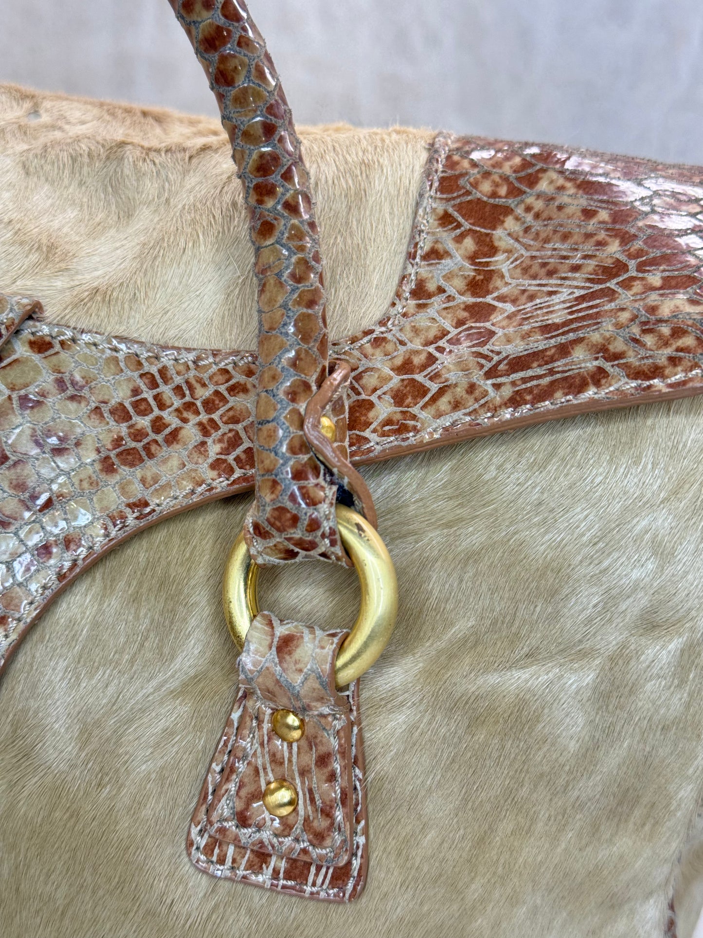 JUSTCAVALLI  PONY HAIR SATCHEL BAG