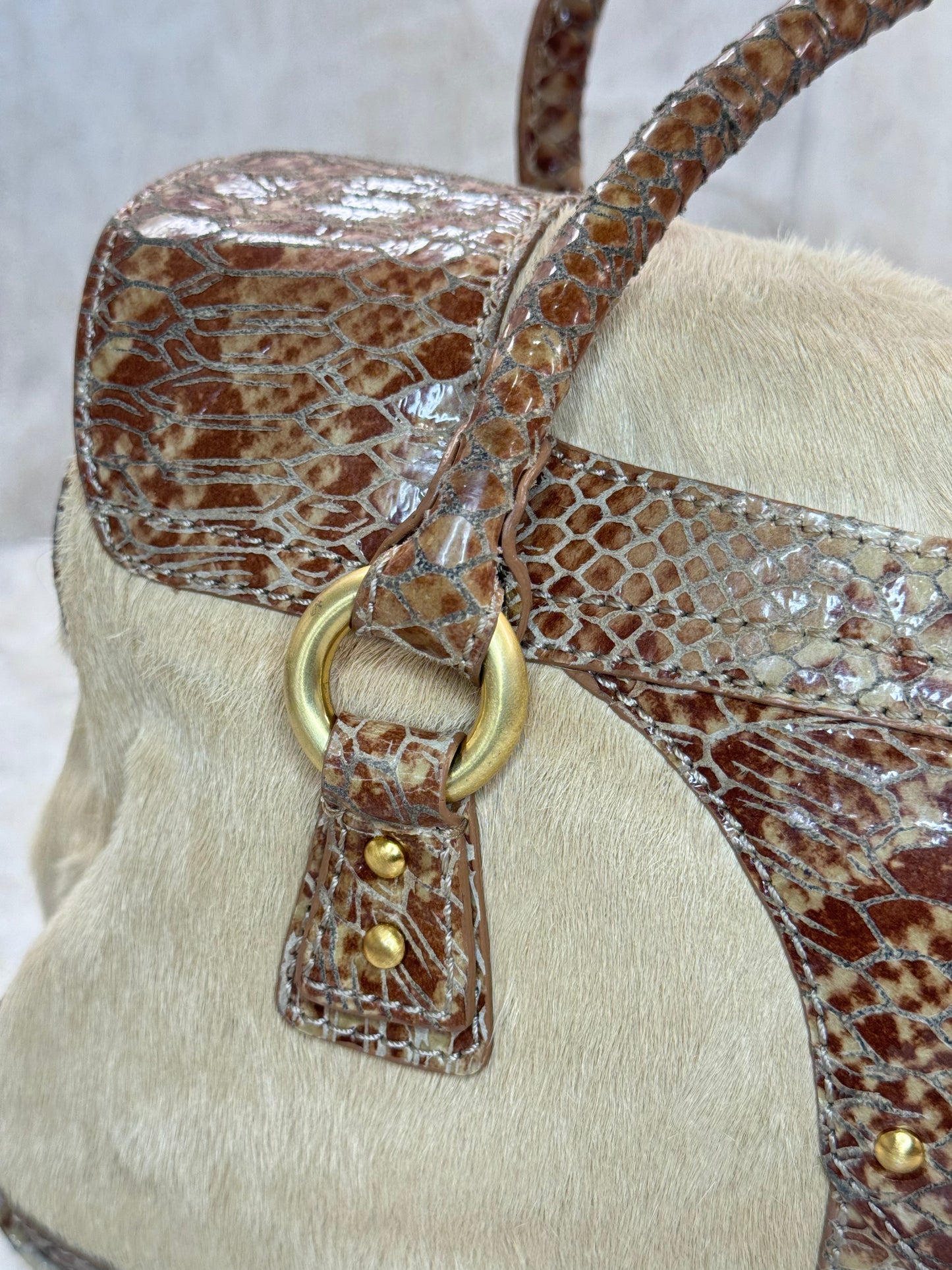 JUSTCAVALLI  PONY HAIR SATCHEL BAG