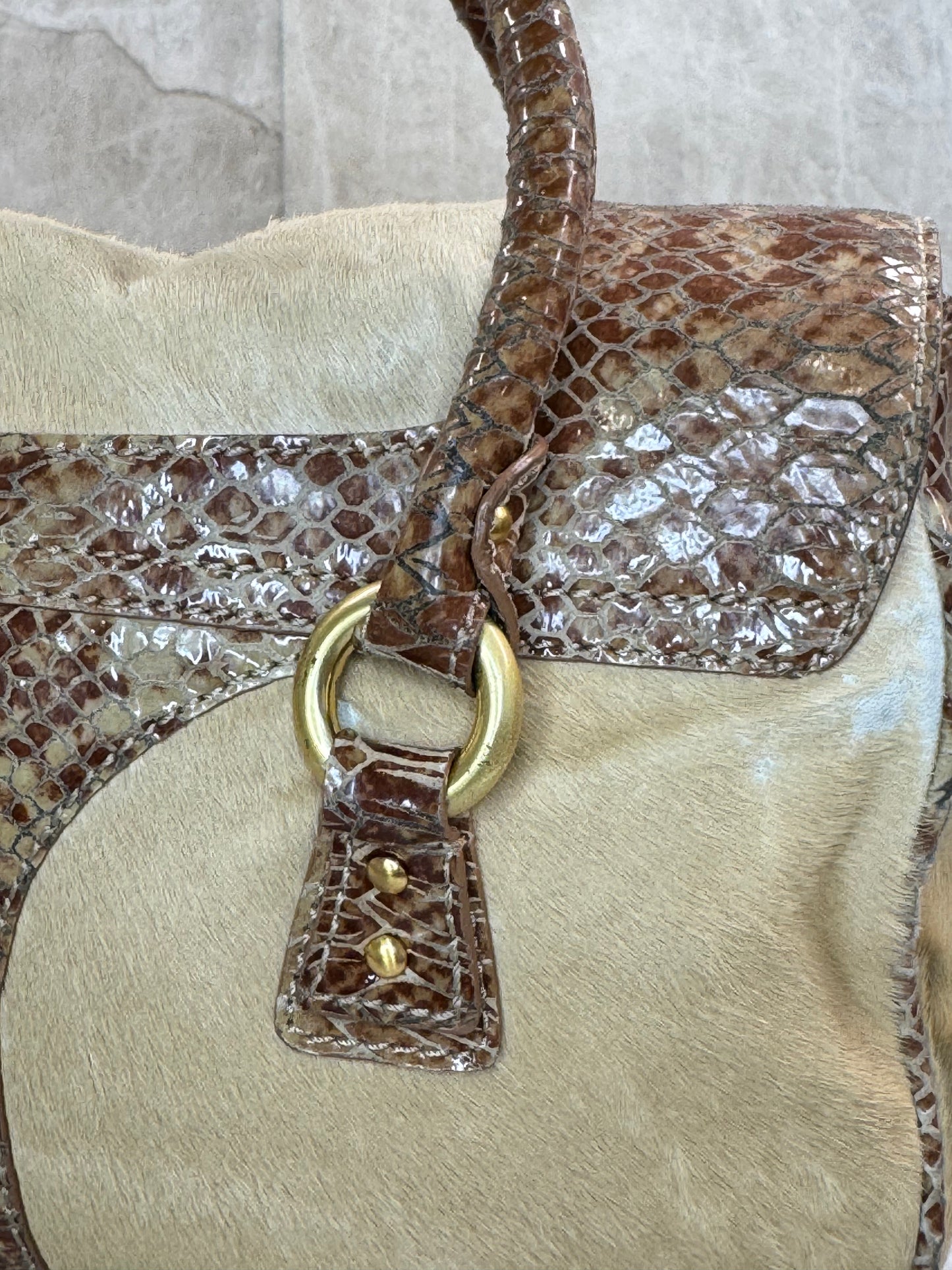 JUSTCAVALLI  PONY HAIR SATCHEL BAG