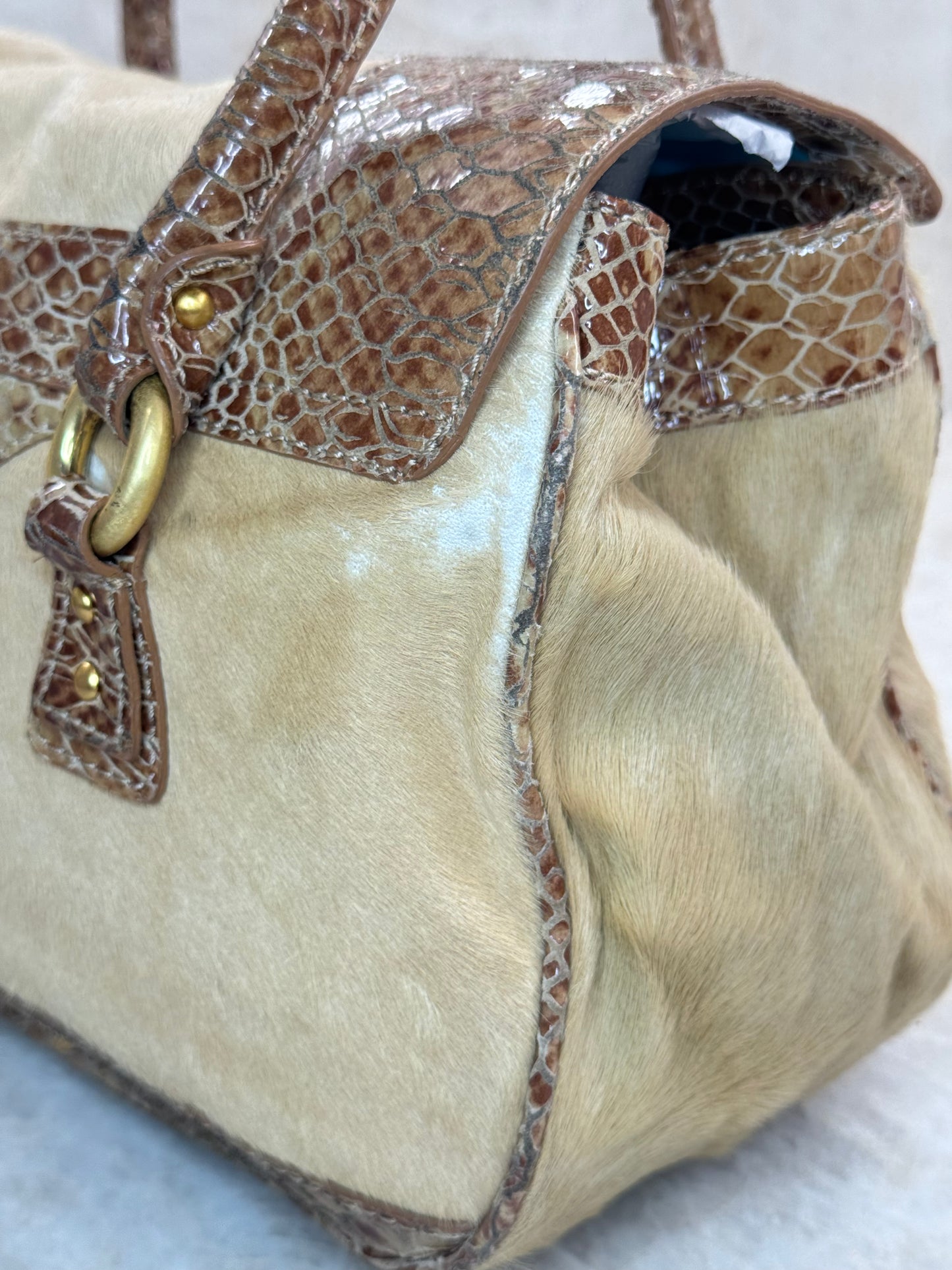 JUSTCAVALLI  PONY HAIR SATCHEL BAG