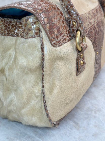 JUSTCAVALLI  PONY HAIR SATCHEL BAG